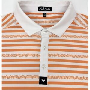 Bad Birdie Polo Shirt Men XL‎ Orange Stripe Golf Performance Stretch